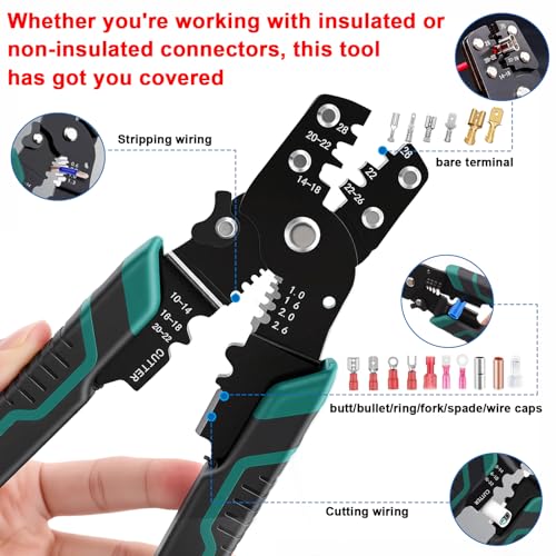 smseace 501PCS Heat Shrink Bullet Connectors with Crimping Tool 22-10AWG Waterproof Bullet connectors Heat Shrink Female&Male Connector for Automotive Boat Stereo Industrial Equipment - size: 501Pcs