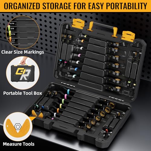 GRENPRO Ratchet Wrenches Set, 23PCS Flex Head Ratcheting Wrench Set Metric and Standard & SAE with Color Ring, 6-18mm & 1/4"-3/4", Mechanics Tool Box Organizer, Large Open End Combination Wrench Sets - style: Flex Head Ratcheting Wrench Set with Color Rin