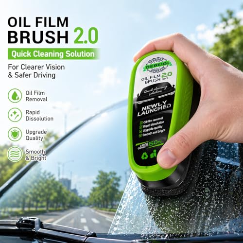 Upgrade Automotive Windshield Oil Film Remover Brush - Reusable, Heavy-Duty Microfiber Scrubber for Stubborn Grime, Bugs, Sap on Car Glass, Windows, Mirrors - Car Glass Cleaning Tool