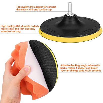 6 Inch Buffing and Polishing Pad Kit 11 PCS with Drill Adapter - size: 6Inch-11PCS