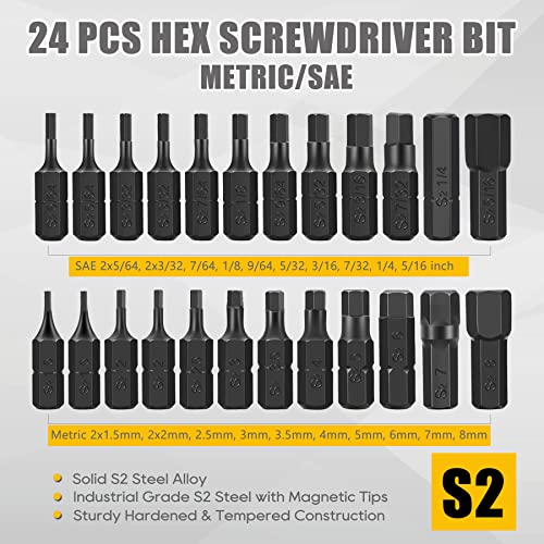 49-Pack Screwdriver Bit Set, Hex Head Drill Bit Set, Torx Square Slotted Phillips Bit Set with 1/4" Bit Holder, 1/4 Hex Shank, S2 Steel, 1"Long