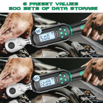 1/4 Inch Drive Digital TorqueWrench, 5.31-106.2 In.lb/0.6-12 N.m, Small Electronic Torque Wrench with Preset Value, Buzzer & LED Indicator, ±2% Accuracy Torque Wrench for Bike, Bicycle - size: 5.3-106.2 In-lb/0.6-12 Nm, style: 1/4-Inch