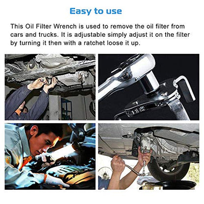 Universal Adjustable Oil Filter Wrench From 2-1/2 inch to 4.5 inch Oil Filter Wrench Tool Set With 3 Jaw