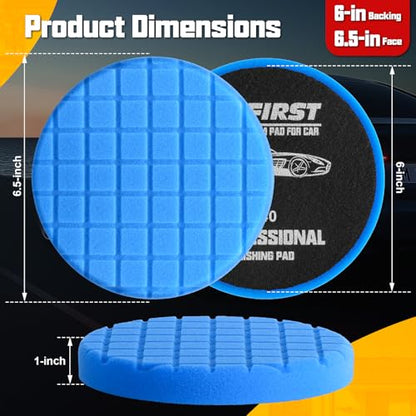 Buffing Pads 6.5 Inch, 3Pcs Blue Light Cut Foam Polishing Pads for Auto Detailing, Paint Finishing Waxing - color: Blue, size: 6.5 - Inch