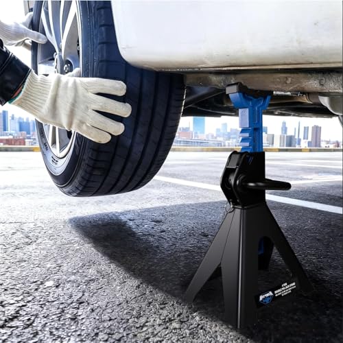 ANTPOWER Jack Stands 4 Ton (8,000 LBs) Heavy Duty Car Jacks Stand, 13.11"-20.28" Adjustable Height with Rubber Pad Double Locking for Lifting Automotive Small SUV, Pickup 1 Pair(4T) - style: 4T Double Pin Locking with Rubber Pads
