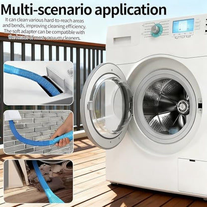 Dryer Vent Cleaner Kit - Universal Vacuum Hose Attachment & Lint Brush, Effectively Clean Clogged Dryer Ducts, Fit Most Vacuums for Dryer, Refrigerator Coils & Behind Appliances - color: Blue