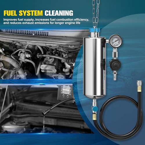 PLAYOCCAR Fuel Injector Cleaner Kit 1000ML 150PSI Non-Dismantling 21PC | For Gasoline Injector, Pressure Regulator & Intake System, 21-Piece Adapter Set, Efficient Fuel System Cleaning Tool