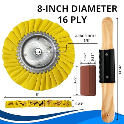 8 Inch Aluminum Polishing Kit – 6PCS Airway Buffing Wheel for Drill and Grinder Professional Rim Polishing and Metal Kit for Polished Aluminum Wheels Restoration and Shine