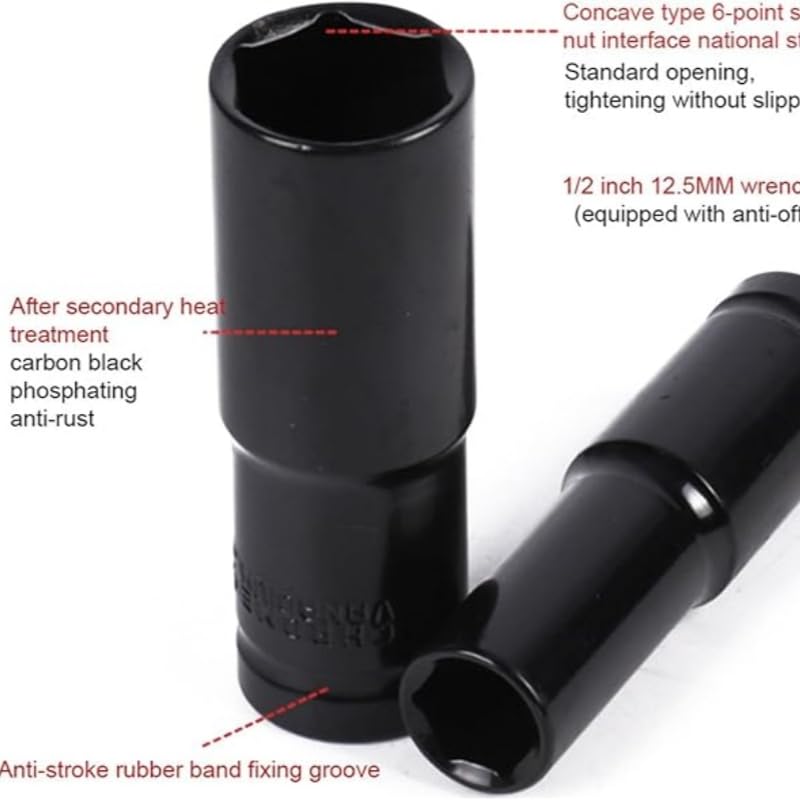 20 PCS 1/2" Drive Metric Deep-impact Socket Set, 8mm-32mm, Extended Hex Socket Set For Electric Wrenches, Pneumatic Hex Sockets, Suitable For Electric Wrench Sockets, Automotive Repair And Nut Tools