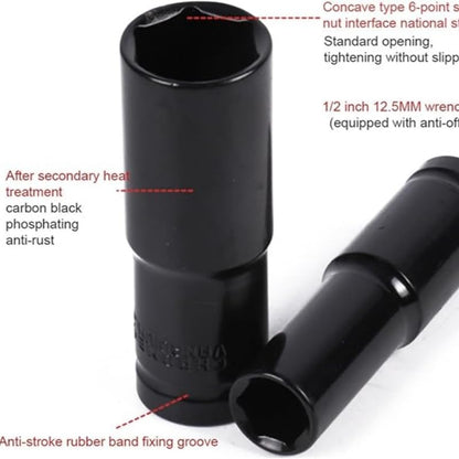 20 PCS 1/2" Drive Metric Deep-impact Socket Set, 8mm-32mm, Extended Hex Socket Set For Electric Wrenches, Pneumatic Hex Sockets, Suitable For Electric Wrench Sockets, Automotive Repair And Nut Tools