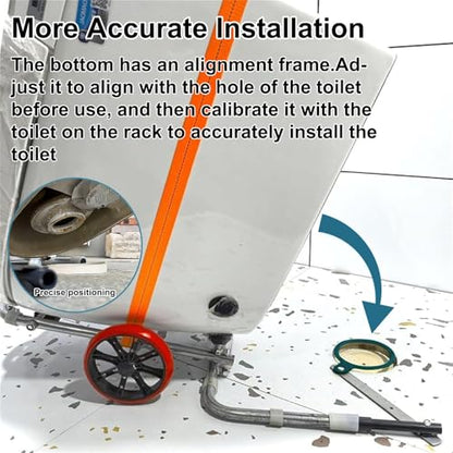 Toilet Cart Jack with Wheels, Toilet Removal Lift Tool Dolly Easy Alignment of Seals Toilet Lift Tool Portable Installation Jack for Moving locating Installing Toilets
