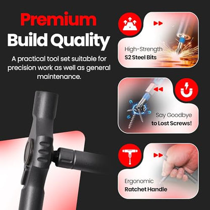 34 in 1 Magnetic Screwdriver Set, Magnetic Ratchet Screwdriver Set with Multi-Bit Ratcheting Handle & Bit Magnetizer, Compact Repair Tool Kit with Storage Case for Furniture, Computer, Bicycle and DIY - size: 34 in 1