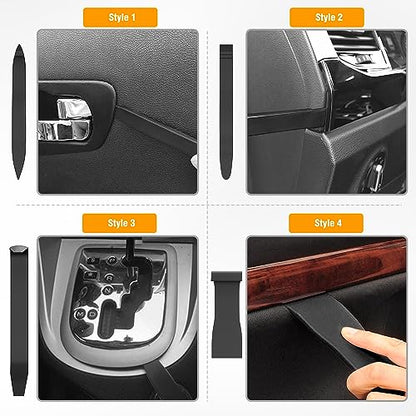 GOOACC 8PCS Auto Trim Scratch Removal Tool | Car Audio Dash Panel Window Molding Fastener Remover Tool Kit-Black - color: Black, size: 8PCS Trim Removal