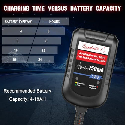 [4-Pack] 12V 750mA Trickle Charger for Car Battery, Automatic Smart Battery Maintainer & Float Charger for Motorcycle, Boat, Lawn Mower, Marine SLA AGM Gel Lead Acid Batteries