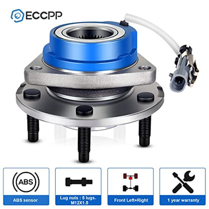 ECCPP 513121 Front Wheel Hub Bearing for Chevrolet Impala 2000-2013 | for Buick Century 1997-2005 5 lugs w/ABS Sensor Pre-Greased Sealed - size: 513121