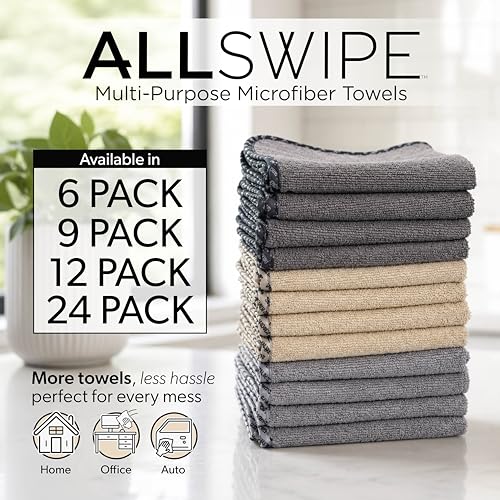 Chemical Guys, AllSwipe Multi-Purpose Microfiber Towels, 14 x 12, 9 Pack | Versatile microfiber towels for washing, drying, glass and interiors, soft and scratch-free, nine per pack - size: 9 Pack