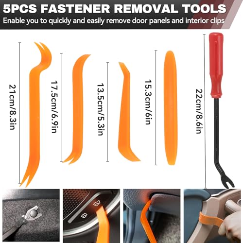 245Pcs Car Retainer Clips & Tools All-in-One Kit - 240 Black Push Pins (12 Sizes) with 5 Orange Pry Bars Stored Inside Box. Portable Bumper Fender Fastener Set for GM Ford (245Pcs) - style: 245pcs