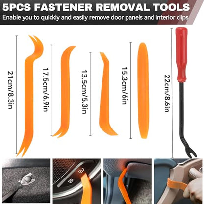 245Pcs Car Retainer Clips & Tools All-in-One Kit - 240 Black Push Pins (12 Sizes) with 5 Orange Pry Bars Stored Inside Box. Portable Bumper Fender Fastener Set for GM Ford (245Pcs) - style: 245pcs