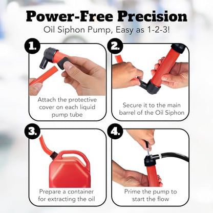 Vila Multi-use Manual Fuel Transfer Pump Kit - Portable Water & Gas Siphon, 15" Siphon Hose, Liquid Transfer for Automotive, Rain Barrels & Water Gardens