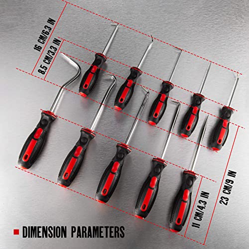 AMM 10 Piece Pick and Hook Set, Precision Automotive Pick Tool Set for Car Auto Oil Seal/O-Ring Seal Gasket Pick Mini Hooks Puller Remover Best for Automotive and Electronic Tools, Practical Tool