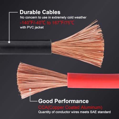 TOPDC Jumper Cables Heavy Duty 0 Gauge 20 Feet 1000Amp Booster Cables for Car Battery, Heavy Duty 2/0 Gauge Cables for Diesel Trucks, Protable Jumper Cables Kit with Case, Gloves - size: 0 Gauge, (20FT)