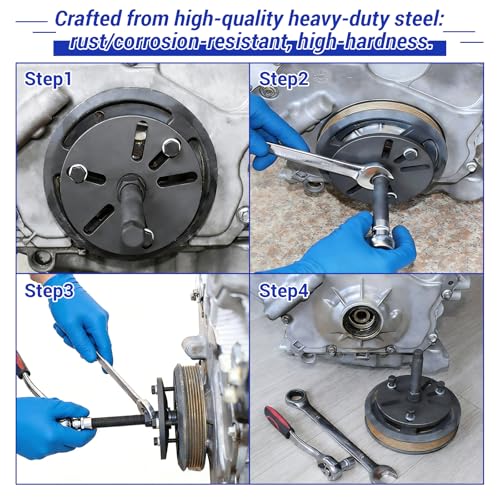 59 Pcs Harmonic Balancer Puller & Installer Set, Flywheel Remover, Crankshaft Pulley Removal & Steering Wheel Pulling Tool Kit, Compatible with Buick Regal Lacrosse GL8
