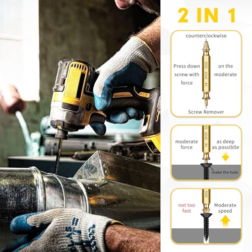 12 Pcs Stripped Screw Extractor Set – Easy Out Screw Extractor Set,Hss 6542 Bolt Extractor Kit,Stripped Screw Removal Tools for Remove Stripped Screws and Broken Bolts - size: 12 Pieces