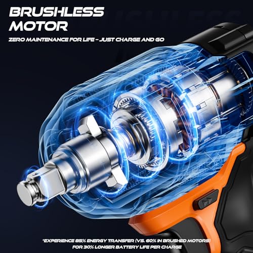 DECERK 900Nm High-Torque Impact Wrench - Covers 94% of OEM Torque Specs for Trucks, SUVs & Farm Equipment [4000mAh Dual Batteries] [1/2 Inch Driver] [21V MAX] Brushless, Cordless, Electric, Power,Gun - size: 900 N.m with Two Batteries