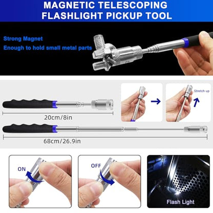 13 Pcs Precision Hook and Pick Tool Set with Clip Removal Plier Rivets Puller Fastener Remover Telescoping Magnetic Pickup Gasket Scraper for Electronics Maintenance Pick Tools Automotive Repair Blue - color: blue