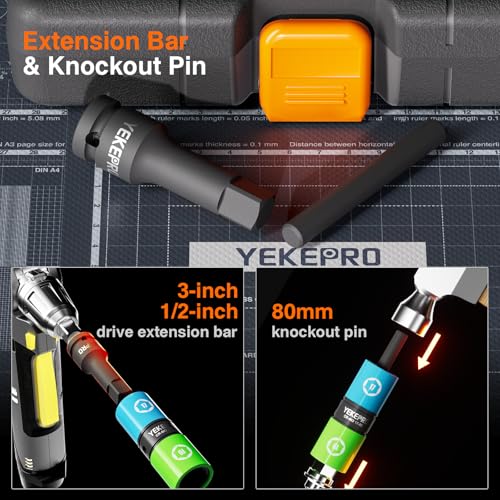 6PCS Lug Nut Socket Set, 1/2" Drive Impact Flip Socket Set | Non-Marring Socket Set, 8 in 1 Dual End Wheel Tire Nut Sockets Metric 17 19 21 22 mm & SAE 3/4" 13/16" 7/8" 15/16"