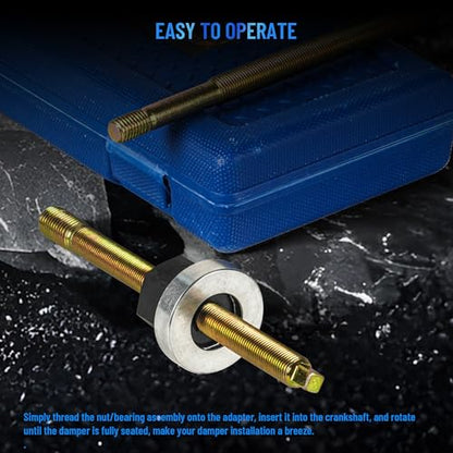 5pcs Long Reach Crank Pulley Underdrive Pulley Damper Installation Tool Set, Harmonic Balancer Installer Tool Kit With 4 Adapters & Nut Bearing