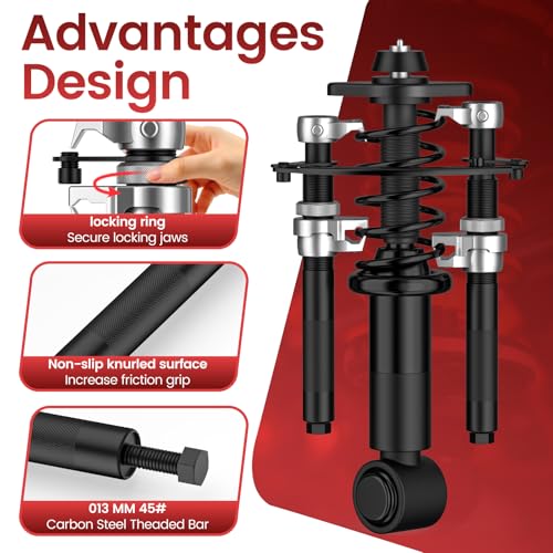 Coil Spring Compressor Tool Automotive 2 pcs Heavy Duty Macpherson Strut Spring Compressor Set with Safety Bracket Compressor Set with Safety Bracket for Car Truck ATV UTV, 2200 LB Capacity