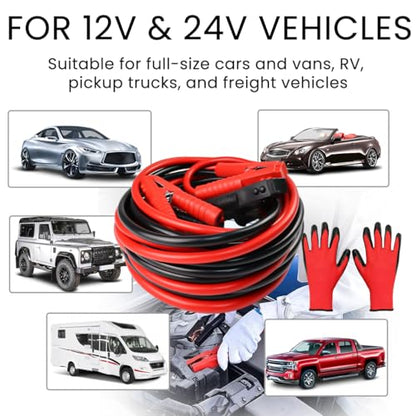 iMeshbean Auto Jumper Cables 0 Gauge 3000AMP 20Ft, Instruction Slip, Commercial Grade Automotive Booster Cables, Heavy Duty for Car Van Truck