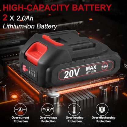 AOBEN 20V 3/8" Cordless Ratchet Wrench Kit, 60 Ft-lbs Brushless Electric Power Ratchet with Variable Speed, 2X2000mAh Lithium-Ion Battery, Charger, 8 Deep Sockets, 1/4" Adaptors, 6" Extension Bar - style: AB733-2D