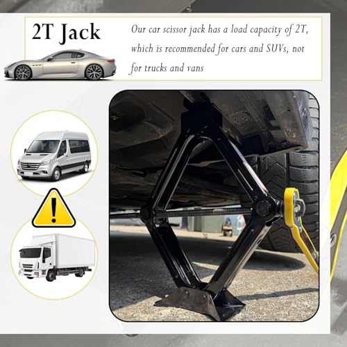 Car Scissor Jack Kit with Lug Wrench & Ratchet Wrench,2T Car Jack Kit for Cars Lifting & Tire Changing,Heavy Duty Scissor Jacks for Cars Tools Lift Range from 3.93" to 15.35"