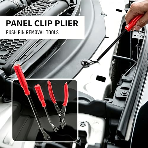 DWH 18 Pcs Precision Pick and Hooks Set, Auto Body Tool Kit with Scraper Telescoping Magnetic Pickup Tool Panel Clip Plier Fastener Remover, Metal Plastic Trim Tools, Automotive Mechanic Bag - color: red