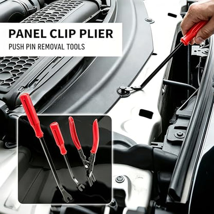 DWH 18 Pcs Precision Pick and Hooks Set, Auto Body Tool Kit with Scraper Telescoping Magnetic Pickup Tool Panel Clip Plier Fastener Remover, Metal Plastic Trim Tools, Automotive Mechanic Bag - color: red