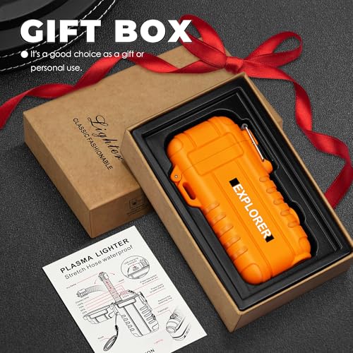 Lafagiet Electric Lighter USB C, Powerful Dual Arc Plasma Flame, with Flashlight, Wind & Waterproof Lighters for Candle, Camping, Grill, Emergency - color: F53-or