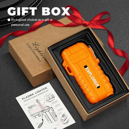 Lafagiet Electric Lighter USB C, Powerful Dual Arc Plasma Flame, with Flashlight, Wind & Waterproof Lighters for Candle, Camping, Grill, Emergency - color: F53-or