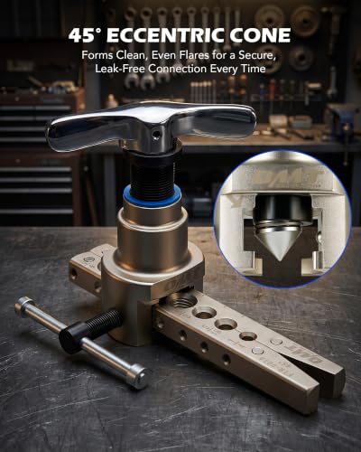 Orion Motor Tech Flaring Tool, Magnetic Height Limit 1/4"-3/4" Tube Flare Tool for 45° Eccentric Single Flares, Tubing Flare Tool Kit for Soft Copper Aluminum Steel Pipe - size: 1/4-3/4 in