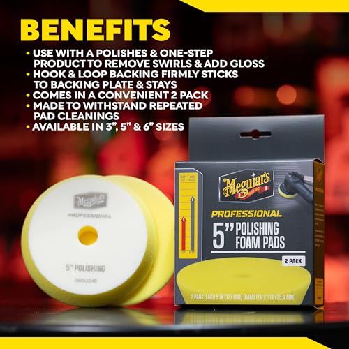 Meguiar's Professional 5" Polishing Foam Pad, 2pk, 10/CV