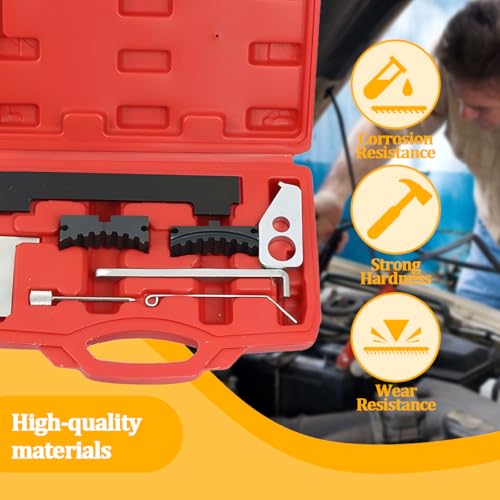 Car Timing Tool Kit, Vehicle Engine Camshaft Holding Belt Timing Locking Kit, Automotive Camshaft Tensioning Alignment Tool Set, Compatible with 16V 1.4 1.6 1.8 en6340 km6340 (Red) - color: Red