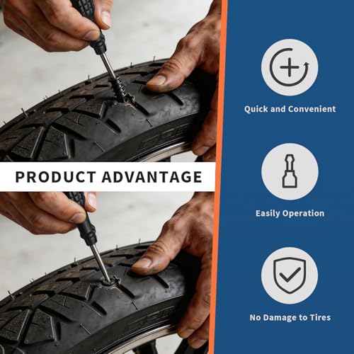 60 PCS Tire Repair Rubber Nail Kit, Vacuum Tire Repair Kits Spiral Rubber Screws, Fast Self-Service Tool for Car, Truck, Motorcycle, Tractor Tire Puncture Repair (Box Packaged)