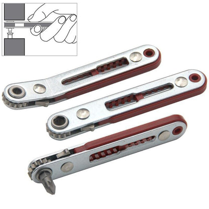 2 Pcs Multi-functional Reversible Ratchet Screwdriver Set, Offset Angled Handle, Cross Slotted Flat Screwdriver Bits, Dual Direction Forward Reverse Repair Hand Tools