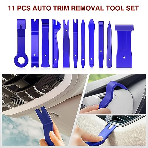 Nilight 40Pcs Trim Removal Tool,Auto Terminal Removal Tool,Auto Clip Pliers Stereo Removal Tools,Car Upholstery Repair Kit,Precision Hook and Pick Set,Wiring Threader,Car Film Scrape (Blue) - color: Blue, size: 40Pcs