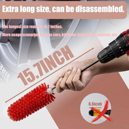 Wheel Brush, Soft Drill Wheel Cleaner Brush, Highly Dense and Durable Rim Cleaner Brush for Wheels, Rims, Engines, Exhaust,Motorcycles