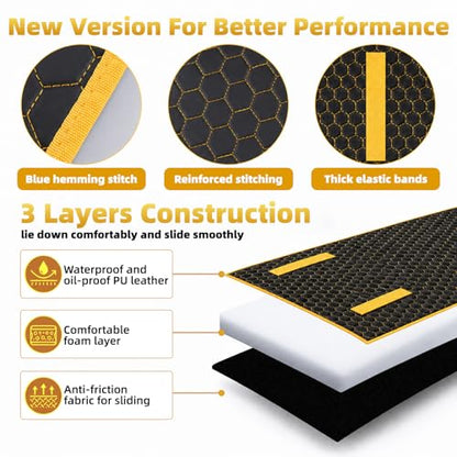 SUNCARACCL Upgrade Magic Rolling Creeper Mat, Under Car Repair Pad, 60x28 Inch Mechanics Mat for Low Clearance, Automotive Creeper Mat with Portable Storage Bag, Working on Uneven Road (Yellow)
