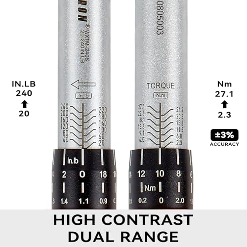 1/4 Inch Drive Click Torque Wrench, 20-240 in-lb (2.3-27 Nm) Micro-Adjustable Dual Scales, 72-Tooth Reversible Ratchet, ±2% Accuracy, Storage Case - size: 1/4" Drive