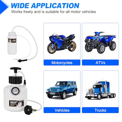 GOOACC Brake Bleeder Kit 2.5L Manual Power Brake Bleeder Fluid Vacuum Pump One Person Brake Pressure Bleeder Flush Kit Brake System Bleeding Tool w 0.5L Extractor Bottle 42mm Adapter for Ford BMW Alfa - size: 2.5L Manual