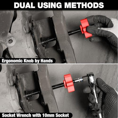 WORKPRO Heavy Duty Brake Caliper Compression Tool with 2 Caliper Hangers | Disc Brake Pad Spreader Tool for Compressing Inner Pad, Swivel Joint Brake Piston Compressor Tool for Cars & Light Trucks - size: Heavy Duty with 2 Hangers
